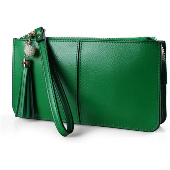 Leather Wristlet Clutch Ultra-Slim Ladies Travel Credit Card Holder Wallet - Picture 1 of 7